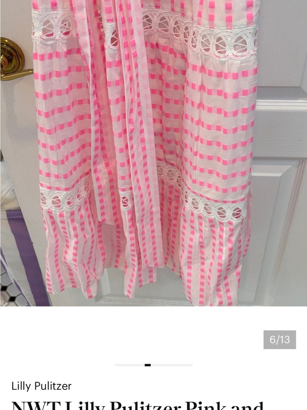 NWT Lilly Pulitzer Pink and White Striped Tie-Waist Maxi Dress - Picture 6 of 12